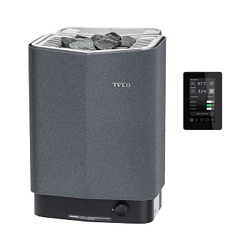 Печь для бани и сауны Tylo Sense Combi Elite 10 (Пульт Elite в комплекте, 10,5 кВт, 10-18 м³, парогенератор 2,2 кВт, 20 кг камней, серый цвет) 