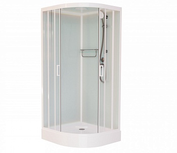 Душевая кабина Frank F409 White, 90 х 90 см, низкий поддон, стекла прозрачные, профиль белый, 409009 