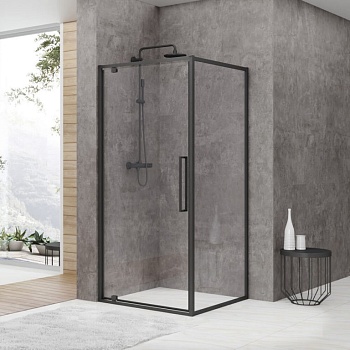 Душевой уголок Black&White Stellar Wind S877 Black, 90 x 90 см, стекло прозрачное, профиль черный матовый, 8779090 