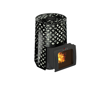 Дровяная печь для бани Grill’D Violet Romb Short Window Max Pro (Камень колотый, 100 кг) 