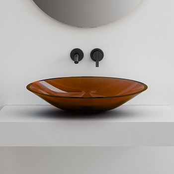 Раковина Abber Kristall AT2812Opal, 55 х 15 см, накладная, прозрачная коричневая 
