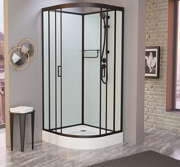 Душевая кабина Frank F410 М Black без крыши, 110 x 110 см, низкий поддон, стекла матовые, профиль черный, 20047 