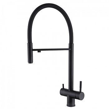 Смеситель Abber Wasser Kreis AF81141B, для кухонной мойки, с подключением к фильтру, цвет черный матовый 