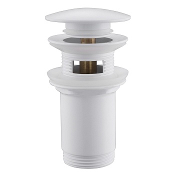 Донный клапан Abber AF0010W с переливом, клик-клак, белый 