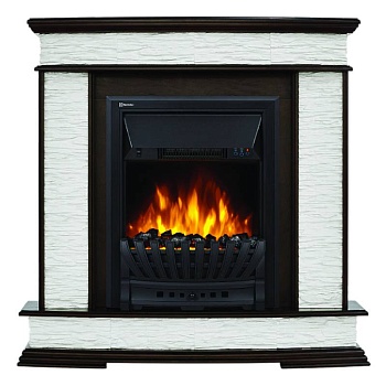 Портал Firelight Scala Classic камень сланец скалистый белый, шпон тёмный дуб 