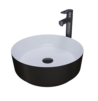 Раковина Grossman GR-4040BW (360х360х115) черная,белая внутри,1 место 